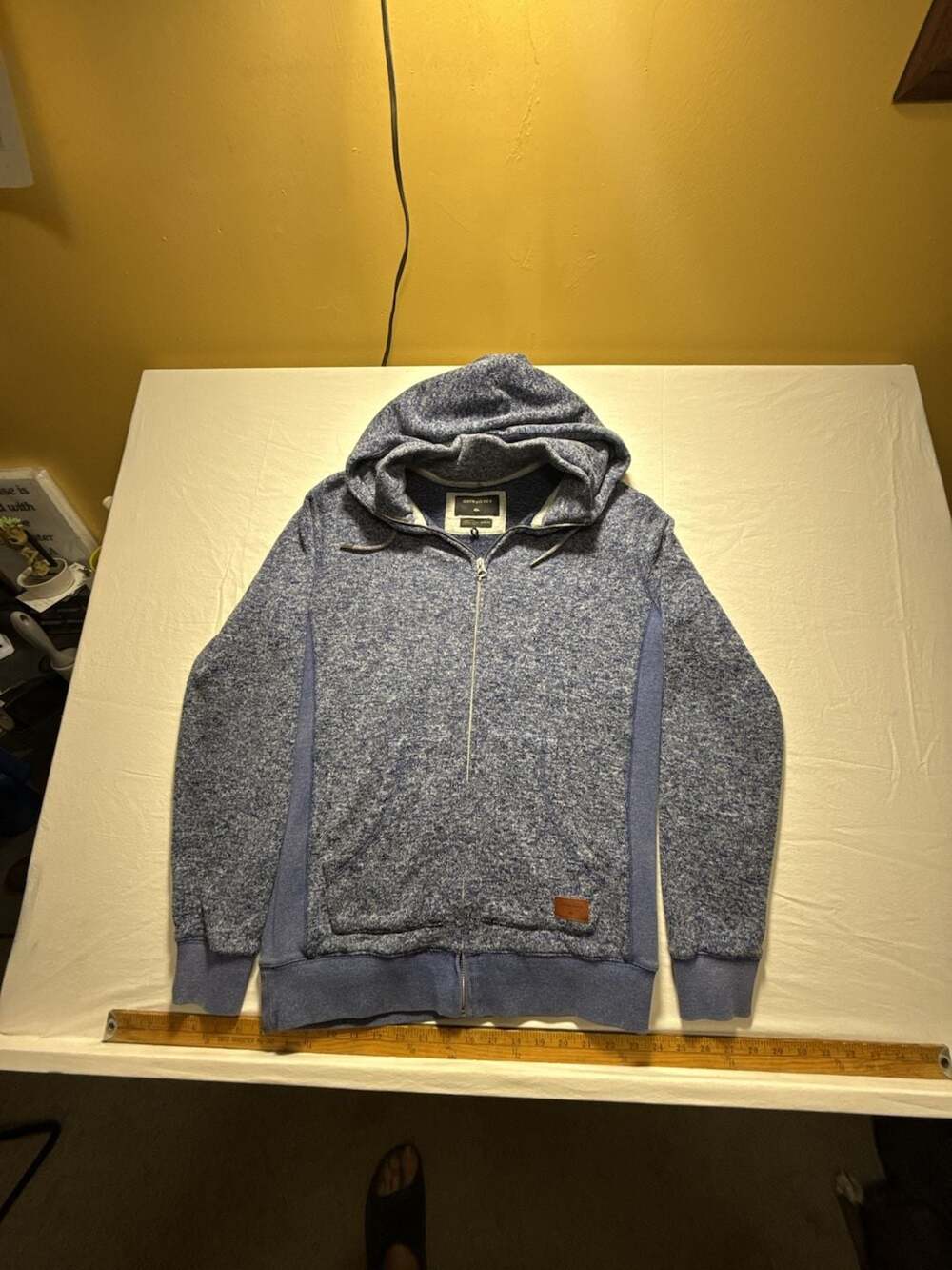 Quiksilver Zip Hoodie Size M Blue Marl Full Zip Sweatshirt